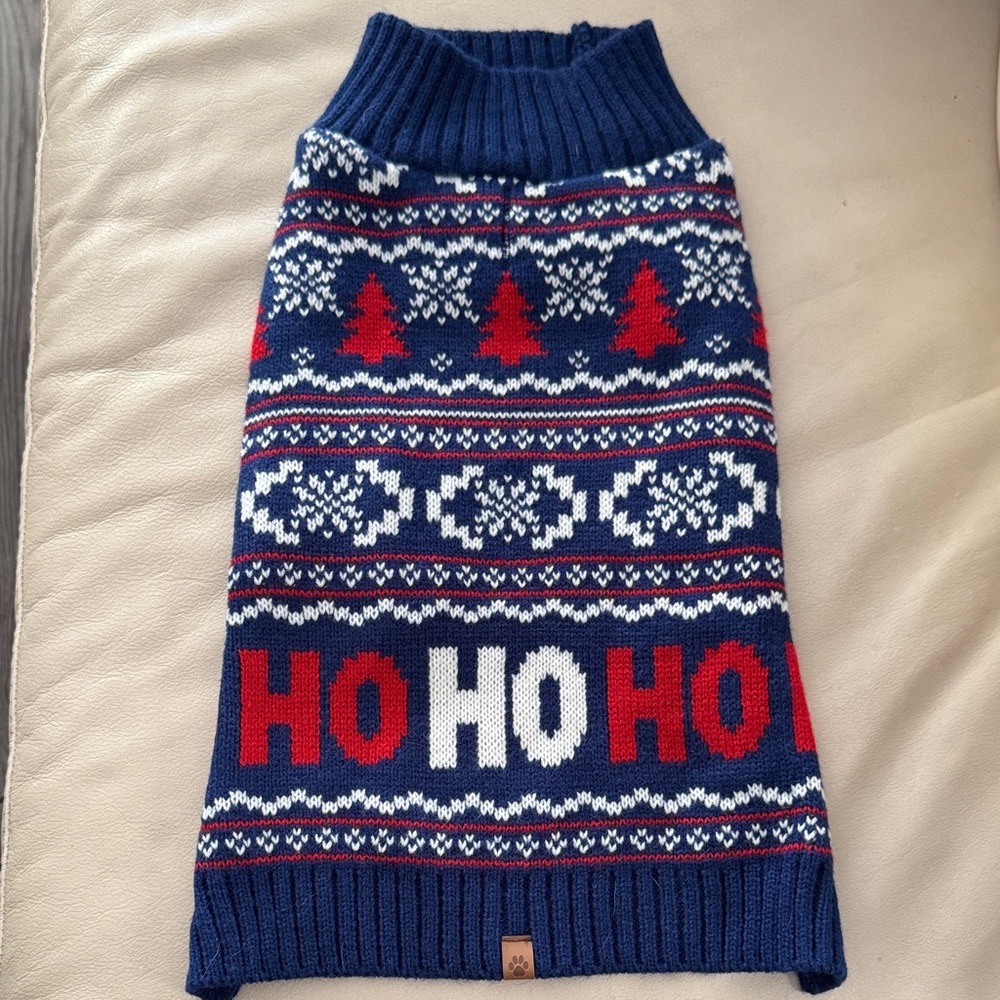 Duke & Daisy - Festive Blue and Red Holiday Dog Sweater